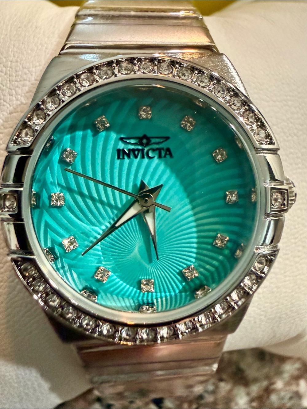 Invicta Women's Turquoise Dial Crystal Accent Stainless Steel Bracelet Watch - Picture 2 of 7